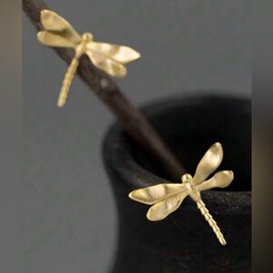 Gold Dragonfly Earrings
